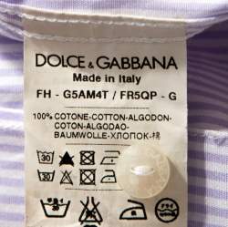 Pre Owned قميص دولتشي أند غابانا ياقة مغايرة قطن مخطط بنفسجي فاتح ذهبي XXL