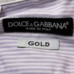 Pre Owned قميص دولتشي أند غابانا ياقة مغايرة قطن مخطط بنفسجي فاتح ذهبي XXL