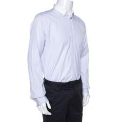 Pre Owned قميص دولتشي أند غابانا ياقة مغايرة قطن مخطط بنفسجي فاتح ذهبي XXL