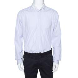 Pre Owned قميص دولتشي أند غابانا ياقة مغايرة قطن مخطط بنفسجي فاتح ذهبي XXL