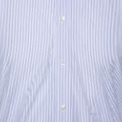 Pre Owned قميص دولتشي أند غابانا ياقة مغايرة قطن مخطط بنفسجي فاتح ذهبي XXL