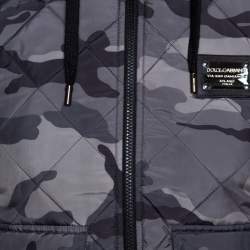 Pre Owned Dolce & Gabbana Grey Camo Print Quilted Vest M