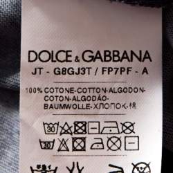 مملوكة مسبقًا Dolce & Gabbana Navy Blue Crystal Horse Print Cotton T-Shirt XS