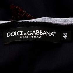 مملوكة مسبقًا Dolce & Gabbana Navy Blue Crystal Horse Print Cotton T-Shirt XS
