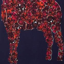 مملوكة مسبقًا Dolce & Gabbana Navy Blue Crystal Horse Print Cotton T-Shirt XS