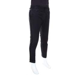 مملوكة مسبقًا بنطلون دولتشي أند غابانا حواف مطرزة قطن أسود M