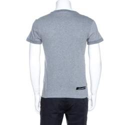 Pre Owned تي شيرت دولتشي أند غابانا تفاصيل مخطط قطن طباعة جرافيك رمادي S