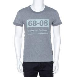 Pre Owned تي شيرت دولتشي أند غابانا تفاصيل مخطط قطن طباعة جرافيك رمادي S