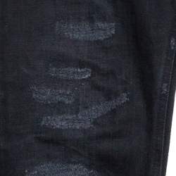 مملوكة مسبقًا Dolce & Gabbana 14 Gold Black Distressed Denim Straight Jeans S