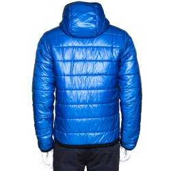 Pre Owned Dolce & Gabbana Blue Nylon Hooded Puffer Jacket S