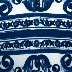 Pre Owned تي شيرت بولو دولتشي آند غابانا بطبعة ماجوليكا أزرق مقاس متوسط (ميديوم)