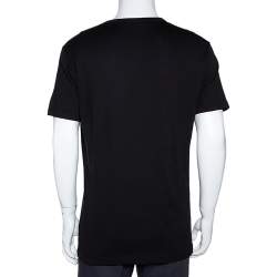 مملوكة مسبقًا Dolce & Gabbana Black Cotton Logo Applique T-Shirt XL