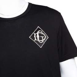 مملوكة مسبقًا Dolce & Gabbana Black Cotton Logo Applique T-Shirt XL