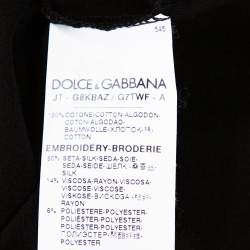مملوكة مسبقًا Dolce & Gabbana Black Cotton Logo Applique T-Shirt XL