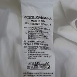 مملوكة مسبقًا تي شيرت دولتشي أند غابانا قطن أبيض حلية فراشة بأزرار أمامية كبير جدًا جدًا (إكس إكس لارج)