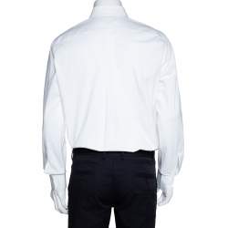 مملوكة مسبقًا تي شيرت دولتشي أند غابانا قطن أبيض حلية فراشة بأزرار أمامية كبير جدًا جدًا (إكس إكس لارج)