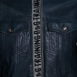 Pre Owned D&G Blue Leather Training Athletic System Jacket S