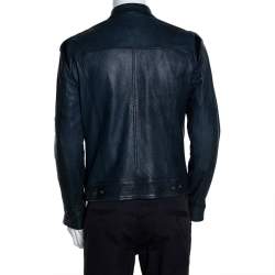 Pre Owned D&G Blue Leather Training Athletic System Jacket S