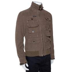 Pre Owned Dolce & Gabbana Brown Corduroy Fur Lined Zip Front Jacket S