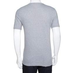 Pre Owned تي شيرت دولتشي أند غابانا برقبة مستديرة و مزين بتطريز طيور قطن رصاصي مقاس وسط (ميديوم)