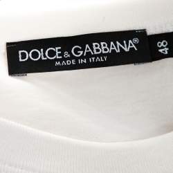 Pre Owned تي شيرت دولتشي أند غابانا مزين باتش كاوبوي قطن كريمي مقاس وسط (ميديوم)