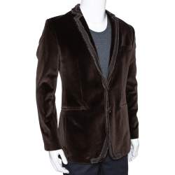 Pre Owned Dolce & Gabbana Brown Velvet Raw Edge Detail Blazer M