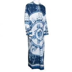 مملوكة مسبقًا ثوب دولتشي أند غابانا قطن مطبوع أزرق مقاس كبير جداً (اكس لارج)