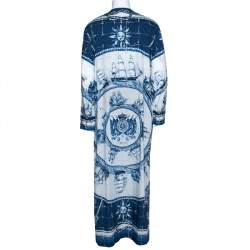 مملوكة مسبقًا ثوب دولتشي أند غابانا قطن مطبوع أزرق مقاس كبير جداً (اكس لارج)