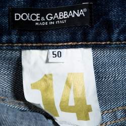 Pre Owned Dolce & Gabbana 14 Indigo Light Washed Denim Distressed Jeans L