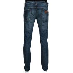 Pre Owned بنطلون جينز دولتشي أند غابانا ممزق دنيم نمط باهت أزرق 14 مقاس كبير جداً (اكس لارج)