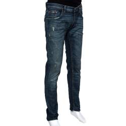 Pre Owned بنطلون جينز دولتشي أند غابانا ممزق دنيم نمط باهت أزرق 14 مقاس كبير جداً (اكس لارج)