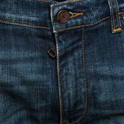 Pre Owned بنطلون جينز دولتشي أند غابانا ممزق دنيم نمط باهت أزرق 14 مقاس كبير جداً (اكس لارج)