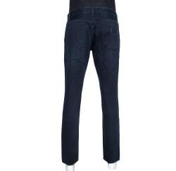 Pre Owned Dolce & Gabbana 14 Gold Dark Blue Denim Straight Leg Jeans L
