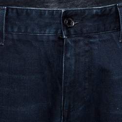 Pre Owned Dolce & Gabbana 14 Gold Dark Blue Denim Straight Leg Jeans L