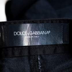 Pre Owned Dolce & Gabbana 14 Gold Dark Blue Denim Straight Leg Jeans L