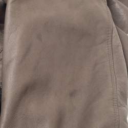 Pre Owned Dolce & Gabbana Pale Brown Leather Zip Front Hooded Jacket XL