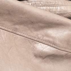 Pre Owned Dolce & Gabbana Pale Brown Leather Zip Front Hooded Jacket XL