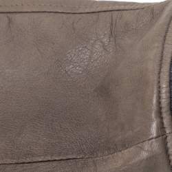 Pre Owned Dolce & Gabbana Pale Brown Leather Zip Front Hooded Jacket XL