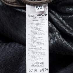 Pre Owned Dolce & Gabbana Pale Brown Leather Zip Front Hooded Jacket XL