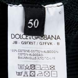 Pre Owned Dolce & Gabbana Green Crown Embroidered Cotton Hoodie L