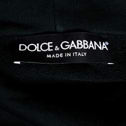 Pre Owned Dolce & Gabbana Green Crown Embroidered Cotton Hoodie L