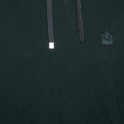 Pre Owned Dolce & Gabbana Green Crown Embroidered Cotton Hoodie L
