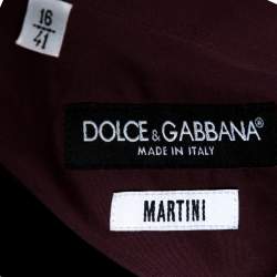 Pre Owned Dolce & Gabbana Burgundy Cotton Velvet Collar Martini Shirt L