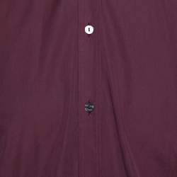 Pre Owned Dolce & Gabbana Burgundy Cotton Velvet Collar Martini Shirt L