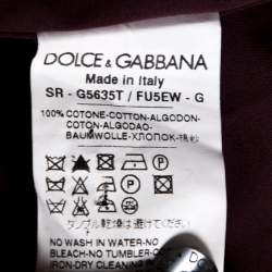 Pre Owned Dolce & Gabbana Burgundy Cotton Velvet Collar Martini Shirt L
