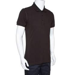 مملوكة مسبقًا Dolce & Gabbana Brown Cotton Polo T-Shirt M