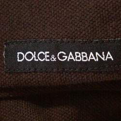 مملوكة مسبقًا Dolce & Gabbana Brown Cotton Polo T-Shirt M