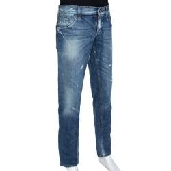 Pre Owned Dolce & Gabbana Blue Light Wash 12 Gold Fit Denim Jeans L
