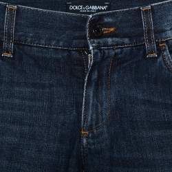 مملوكة مسبقًا Dolce & Gabbana Blue Distressed Denim 12 Gold Fit Jeans M
