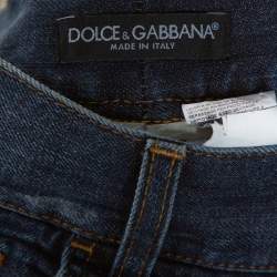 مملوكة مسبقًا Dolce & Gabbana Blue Distressed Denim 12 Gold Fit Jeans M